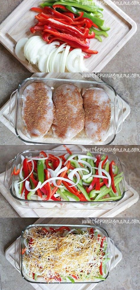 Fajita Chicken Bake, Chicken Bake Recipe, Fajita Chicken, 5 Ingredient Dinners, Chicken Bake, Idee Pasto Sano, Chicken Fajitas, Baked Chicken Recipes, Main Dish Recipes