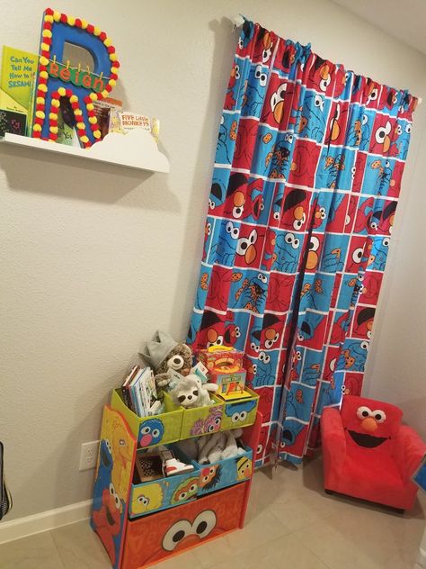 Elmo Bedroom Ideas Toddlers, Sesame Street Playroom, Elmo Room Ideas Bedrooms, Sesame Street Room Decor, Sesame Street Room Ideas, Sesame Street Bedroom Ideas, Sesame Street Nursery, Monster Room Decor, Elmo Nursery