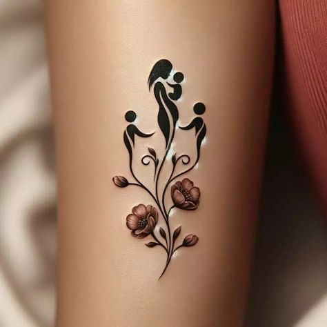 20+ Mom of Three Tattoo Ideas | shoestring baby Leg Flower Tattoos Women, Mother Of 3 Tattoos, Mom Of Five Tattoo, Mom Of Two Tattoos, Mom Of 3 Tattoos, Tattoos For Kids Mom, Mommy And Son Tattoo Ideas, Matching Mom Tattoos, Mother Of Three Tattoo Ideas