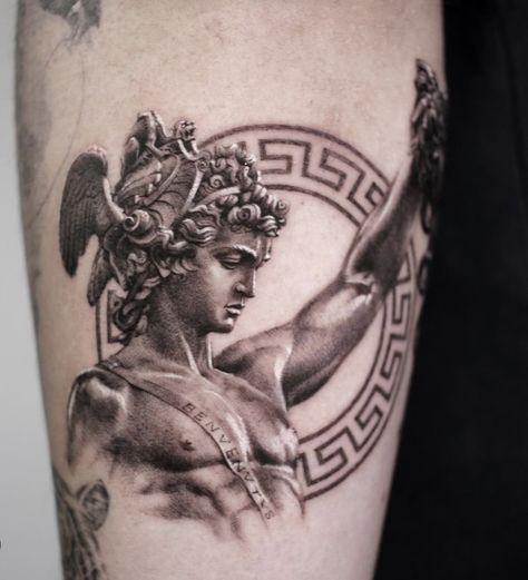 Perseus And Medusa Tattoo, Perseus Tattoo Design, Medusa Perseus, Perseus Tattoo, Hermes Tattoo, Perseus And Medusa, Benvenuto Cellini, Head Of Medusa, Zeus Tattoo