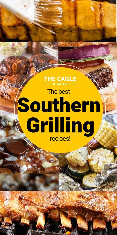 A collection of the BEST southern grilling recipes ever. I put together this list pulling all my favorites from over the years. Meats, sides, desserts, you name it. It's a big list. Southern Side Dishes, Grilling Guide, Barbecue Side Dishes, Classic Southern Recipes, Southern Dinner, Summer Bbq Recipes, Southern Breakfast, Bbq Side Dishes, Side Dishes For Bbq