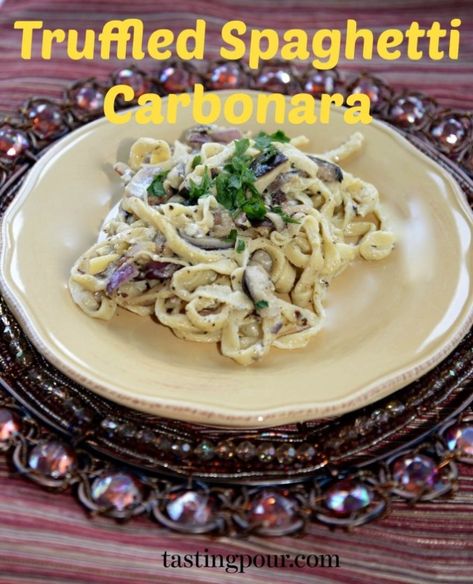 Truffle Oil Recipes, Spaghetti Carbonara Recipe, Pasta Carbonara Recipe, Truffle Pasta, Butter Pasta, Carbonara Recipe, Bryn Mawr, Wine Pairings, Carbonara Pasta