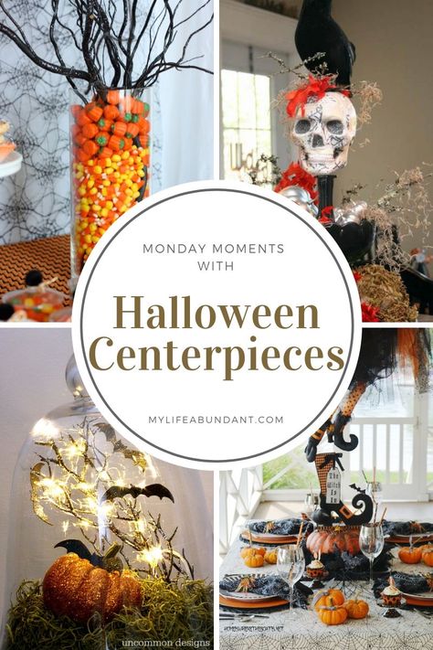 Orbeez Centerpieces Halloween, Halloween Pumpkin Centerpiece Ideas, Halloween Candy Centerpiece Ideas, Halloween Buffet Decorations, Halloween Centerpieces For Table Party, Halloween Centre Pieces, Halloween Kitchen Island Centerpiece, Easy Halloween Table Centerpieces, Easy Diy Halloween Centerpieces