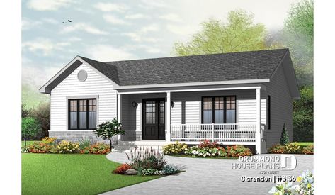 Color version 1 - Front of house plan 3136 Drummond House Plans, Small Cottage House Plans, Ranch House Plan, Ranch Style House Plans, A Small House, Traditional House Plan, Bungalow House Plans, Ranch Style Homes, Ranch House Plans