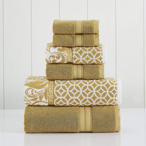 Cotton
Supple & Stylish Jacquard Bathroom Towel Set: Transform your bathroom into a spa-like oasis with our luxuriously soft jacquard towel set. Including one solid & one jacquard bath towel, one solid & one jacquard hand towel, and two solid washcloths, our contemporary bathroom set is made from 100% yarn-dyed highly absorbent cotton. Enhance your guest or personal bathroom and experience hotel quality plushness after every relaxing bath.
#LuxuryTowels #Glam #GlamBathrooms Twist Weave, Egyptian Cotton Towels, Filigree Pattern, Relaxing Bath, Cotton Bath Towels, Soft Towels, Guest Towels, Bath Towel Sets, Bathroom Towels