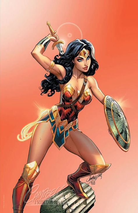 Wonder Woman by J. Scott Campbell J Scott Campbell Art, Scott Campbell Art, Goth Disney, J Scott Campbell, Lady Loki, Scott Campbell, Comic Book Artwork, Star Comics, Female Anatomy