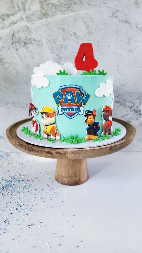 Paw Patrol Cake One Tier, Paw Patrol Simple Cake, Cake Patrol Paw, Patrol Paw Cake, Paw Patrol Cake Simple, Cake Paw Patrol Boy, Paw Patrol Desserts, Tort Paw Patrol, Paw Patrol 4th Birthday Cake