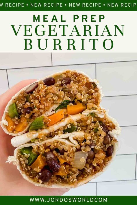 You won't be missing the meat when you try these delicious Vegetarian Burritos. Packed with flavor & nutrition, these burritos are perfect for meal prep or lunch. Veggie Breakfast Burrito Freezer Meals, Meal Prep Vegetarian Burritos, Freezable Burritos Healthy, Vegan Freezer Burritos, Macro Friendly Burritos, Vegetarian Burritos, Homemade Breakfast Burritos, Freezer Prep, Vegetarian Burrito