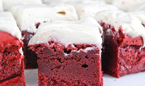 Gonna Want Seconds - Red Velvet Brownies Bonni Bakery, Red Velvet Cookie Bars, Red Velvet Brownies Recipe, Velvet Brownies, Red Velvet Brownies, Cream Cheese Brownies, Gooey Brownies, Chewy Brownies, Homemade Brownies