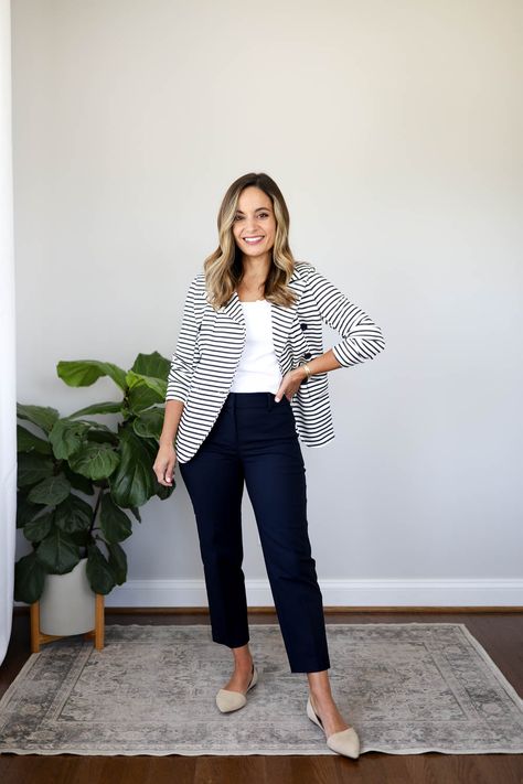 Work Outfits Flats Professional, Summer Work Outfits Flats, Business Casual In Your 30s Work Outfits, Outfits With Flats Work, Work Outfits With Nikes, Professional Outfits With Flats, Mid Size Spring Outfits Work, How To Style Flats For Work, No Heels Work Outfit