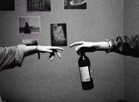 #aesthetic #grunge #indie #art #couple #hands #inspiration #drink #wine  https://weheartit.com/entry/324672343 The Wall, Beer, Black And White, Wall, White, Black