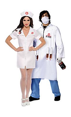 Doctor Halloween Costume, Doctor Halloween, Nurse Halloween Costume, Funny Couple Costumes, Party City Costumes, Doctor Costume, Horror Costume, Couple Costumes, Funny Couple