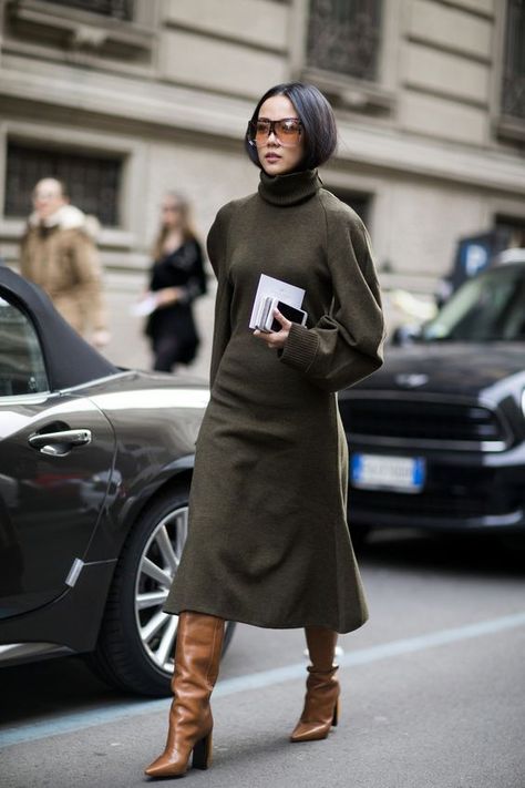 Yoyo Cao, Exaggerated Sleeve, Winter Mode Outfits, Global Dress, Sunglasses Women Oversized, Looks Street Style, Sweater Dress Midi, 가을 패션, Winter Fashion Outfits