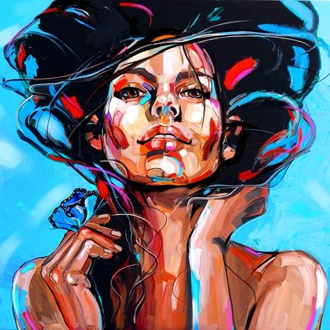 Anna Bocek, Potrait Painting, Abstract Portrait Painting, Portraiture Painting, New Retro Wave, Abstract Face Art, Pop Art Painting, Abstract Portrait, Canvas Art Painting