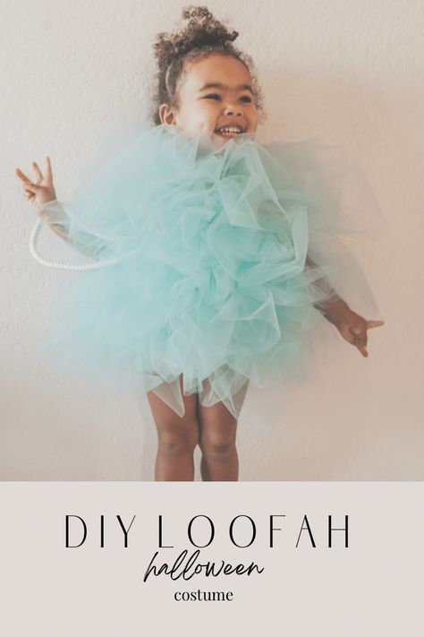 Diy Loofah Costume, Diy Loofah, Loofah Costume, Clear Hair, Halloween 4, White Onesie