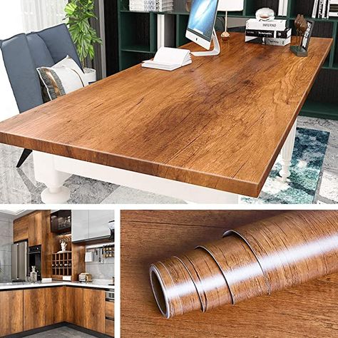 Kitchen Cabinets Cover, Peel And Stick Countertop, Wallpaper For Kitchen Cabinets, Diy Tables, Laminate Counter, Look Wallpaper, Wood Adhesive, Laminate Countertops, Wood Wallpaper