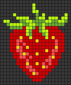 Fruits Cross Stitch Pattern, Strawberry Cross Stitch Pattern, Fruit Alpha Pattern, Strawberry Alpha Pattern, Strawberry Perler, Strawberry Pixel Art, Pixel Art Fruit, Pixel Fruit, Stitch Bag