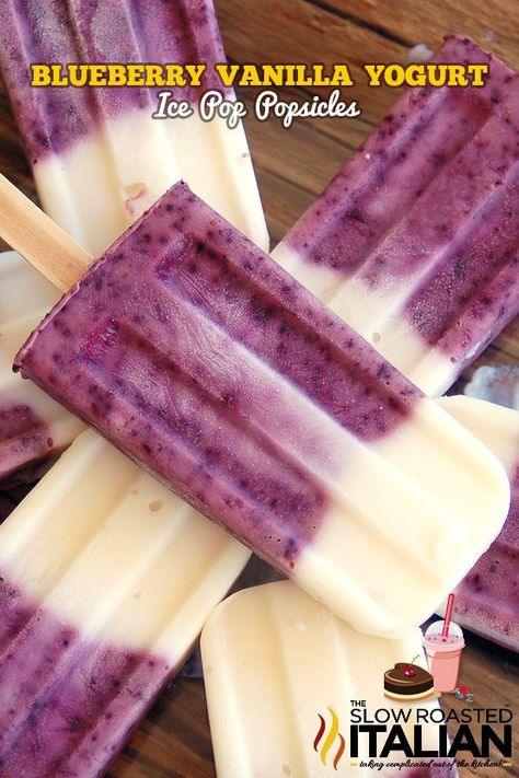 Blueberry Greek Yogurt Popsicles are a healthy frozen treat recipe with delicious vanilla yogurt and juicy fresh blueberries. Kids love 'em! Greek Yogurt Popsicles, Yogurt Popsicles, The Slow Roasted Italian, Popsicle Recipes, Vanilla Yogurt, Köstliche Desserts, Summer Treats, Frozen Desserts, Frozen Treats