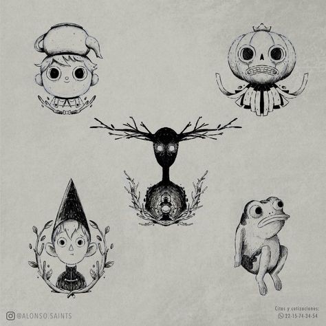 Doodle Tattoo, Spooky Tattoos, Wall Tattoo, Over The Garden Wall, Funny Tattoos, Celebrity Tattoos, Garden Wall Art, Symbolic Tattoos, Tattoo Stencils