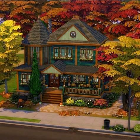 Sims 4 Cats And Dogs Build, Sims 4 High School Years House, Sims Autumn House, Sims Fall House, Sims Suburban Home, Sims 4 Seasons House, Sims 4 Halloween House, Sims 4 Cats And Dogs House, Sims 4 Fall House