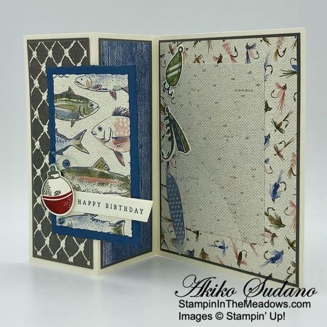 Su Gone Fishing Cards, Stampin Up Fishing Cards, Stampin Up Gone Fishing Cards, Stampin Up Gone Fishing, Fishing Birthday Card, Fishing Birthday Cards, Fish Cards, Fish Card, Fishing Cards