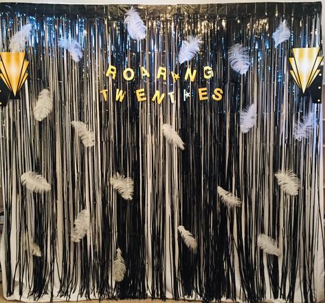 #greatgatsby #roaring20s #photobooth #photobackdrop Roaring 20s Photo Booth Backdrop, Masquerade Theme Photo Booth, Glitz And Glam Photobooth, Roaring 20s Photo Booth, Prom Photobooth, Highschool Design, American Highschool, Bling Theme, Roaring 20s Theme