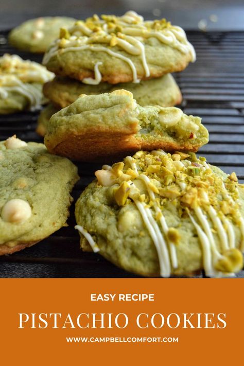 Pistachio Cookie, Pistachio Dessert Pudding, Pistachio Pudding Cookies, Pistachio Dessert, Pistachio Recipes, Cookie Ice Cream, Pistachio Cookies, Pistachio Ice Cream, Pistachio Cream