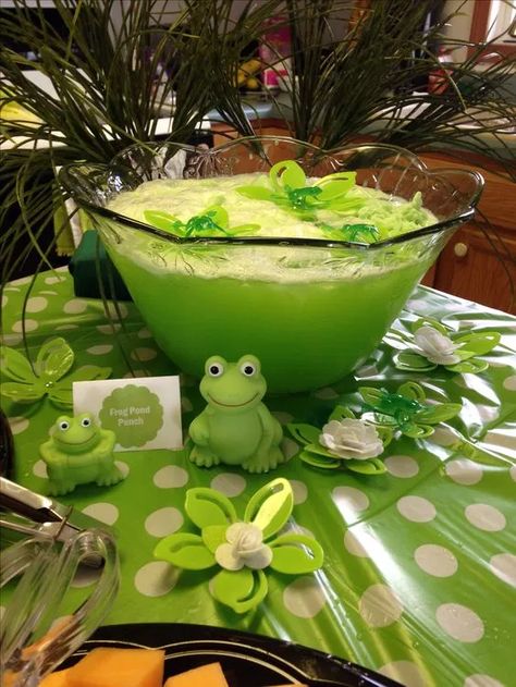 13+ Frog Themed Baby Shower Ideas Princess In The Frog Party Ideas, Pond Party Decorations, Princess And Frog Food Ideas, Pond Theme Birthday Party, Princess And The Frog Themed Birthday Party, Tiana Princess And The Frog Birthday Party, Frog And Toad Baby Shower Theme, Frog Birthday Party Ideas, Frog And Toad Birthday Party