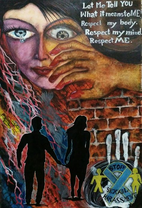 Meaningful Poster Ideas, Sekswalidad Poster, Women Harrasment Drawing, Gender Equality Art, Human Trafficking Art, Meaning Pictures, Refugees Art, Bala Ji, Art Competition Ideas