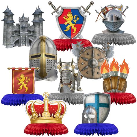 PRICES MAY VARY. What You Will Get: you will receive 10 pieces of medieval party decorations, including torch, armor, knight helmet, castle and other patterns; The sufficient quantity and various styles to meet your party decoration needs Medieval Theme: the printing of these knight birthday party supplies is clear and vivid; They are related to the theme of medieval knight, which can create a full medieval knight style for you Suitable Scenes: these medieval knight party supplies are suitable f Medieval Table, Kids Party Centerpieces, Knight Birthday, Knight Birthday Party, Knight Party, Medieval Decor, Medieval Party, Castle Decor, Medieval Knights