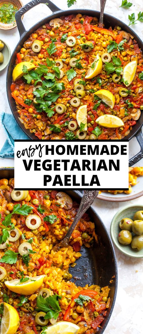 Spanish Rice Dish, Veggie Paella, Paella Recept, Vegetarische Diners, Vegetarian Paella, Rice Recipes For Dinner, Paella Recipe, Rice Dish, Spanish Rice