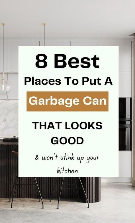 Here are the best places to put a garbage can in the kitchen that looks good but also won't stink up your kitchen. Garbage In Pantry, Garbage Bins Kitchen, Where To Put Kitchen Trash Can, Kitchen Garbage And Recycling Ideas, Trash Cans In Kitchen, Where To Put Garbage Can In Kitchen, Hide Garbage Cans Kitchen, Garbage Kitchen Ideas, Garbage Storage Kitchen