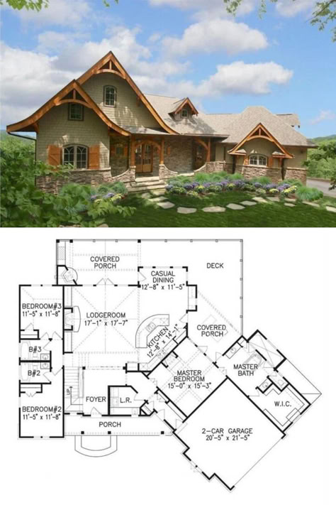 Two-Story 3-Bedroom Cottage Style Home for a Corner Lot with Angled Garage and Balcony (Floor Plan) T Shaped House Plans, T Shaped House, Cottagecore House Plans, House Exterior Cottage, House Plans Modern Farmhouse, Fairytale Cottage Floor Plans, Cottage Floorplan, Cottage Homes Interior, Cottage Blueprints