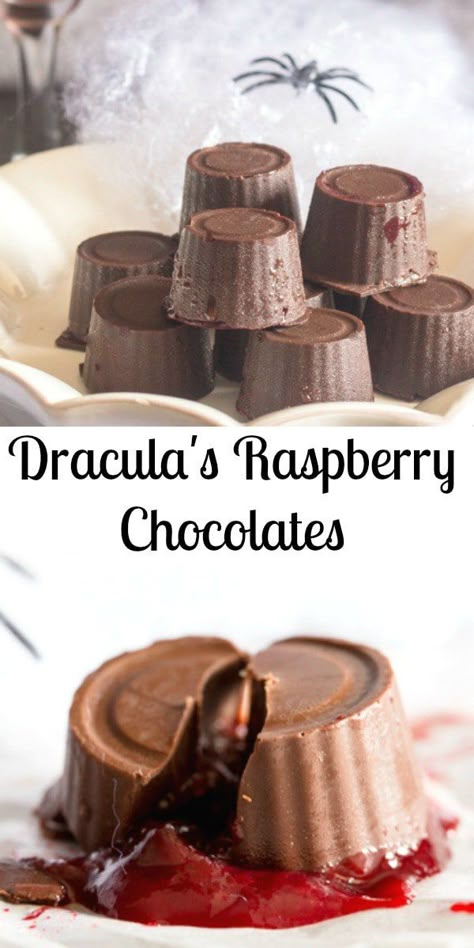 Chocolate Covered Raspberries Recipe, Chocolate Fruit Desserts, Fillings For Chocolates, Filling For Chocolates, Spanish Hot Chocolate, Raspberry Truffles, Filled Chocolates, Chocolate Calories, Recetas Halloween