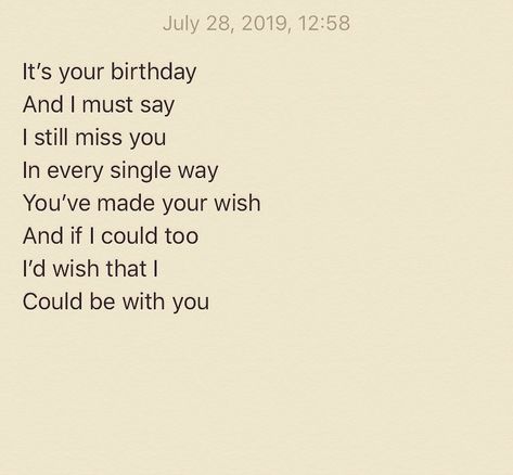 Presented In Prose on Instagram: “Happy Birthday again. Hope you’re happy. Sincerely. @wall_of_writings #love @ip_writings @theinstalibrarian  @sarah_jave_poetry…” Happy Birthday I Miss You, Happy Birthday My Love Aesthetic, Poetry For Birthday, Poem For Birthday, Happy Birthday Poetry, Birthday Poetry, Happy Birthday To Him, Romantic Love Letters, I Still Miss You