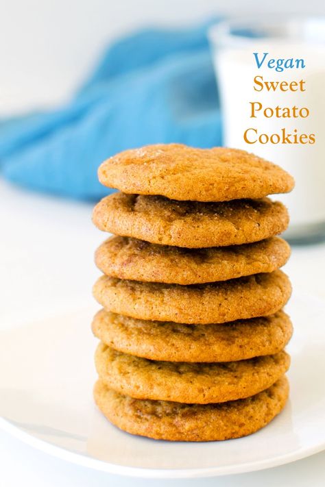 Sweet Potato Cookies Vegan, Vegan Sweet Potato Cookies, Sweet Potato Recipes Cookies, Sweet Potatoes Cookies, Sweet Potato Cookies Recipes, Pumpkin Spice Cookie Recipe, Potato Cookies, Spice Cookie Recipes, Vegan Pumpkin Cookies