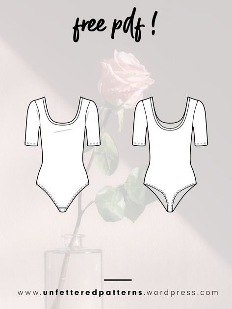 Free Body Suit Sewing Pattern, Cricut Sewing Patterns Clothes, Sew A Bodysuit, Scoop Neck Pattern, Diy Bodysuit Pattern, Bodysuit Sewing Pattern Free, Sew Bodysuit, Free Top Sewing Pattern, Download Free Pdf Sewing Patterns