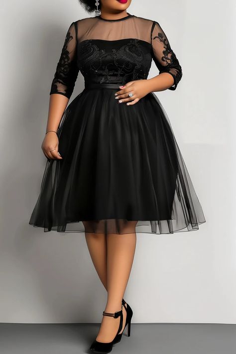 Semi Formal Wedding Attire, Cocktail Attire For Women, Black Plus Size Dress, 2024 Wardrobe, Anniversary Outfit, Winter Tips, Dresses Occasion, Plus Size Party, Midi Dress Elegant