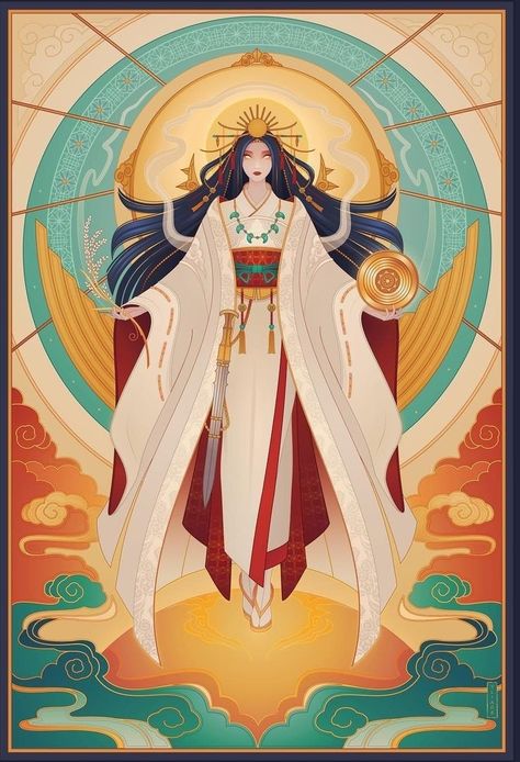 Daughter Of Hades And Persephone, Goddess Of Ghosts, Yliade Art, Amaterasu Omikami, Daughter Of Hades, Japanese Goddess, Daughter Of Zeus, Super Powers Art, Japanese Mythology