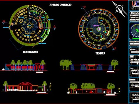 circular restaurant - Bibliocad Restaurant Plan Architecture, Circular Restaurant, Marriot Hotel, Restaurant Plan, Circular Buildings, Round Building, Brave Browser, Building Elevation, Cad Blocks