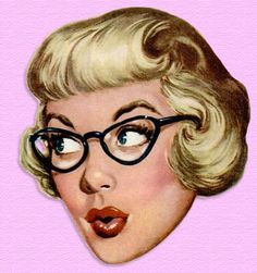 Vintage Housewife, Vintage Pop Art, Images Vintage, Nerd Girl, Wearing Glasses, Retro Illustration, Vintage Glasses, Pin Up Art, Vintage Pinup