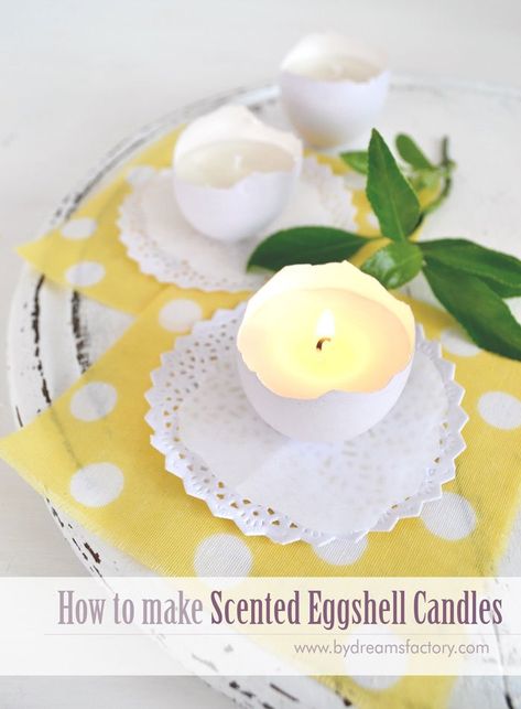 Scented Eggshell Candles, Perfect for Easter or Spring Eggshell Candles, Recycle Candles, Making Easter Eggs, Egg Candle, Soy Candle Making, Paraffin Candles, Homemade Candles, Egg Carton, Spring Diy