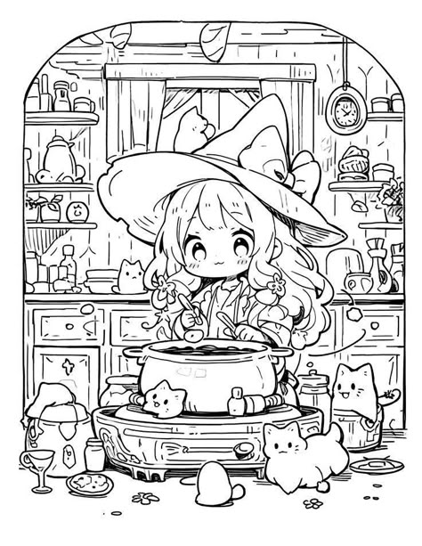 Kawaii Coloring Pages, Manga Coloring Book, Witch Coloring Pages, 동화 삽화, Barbie Coloring Pages, Detailed Coloring Pages, Dinosaur Coloring Pages, Batman Wallpaper, Pokemon Coloring Pages