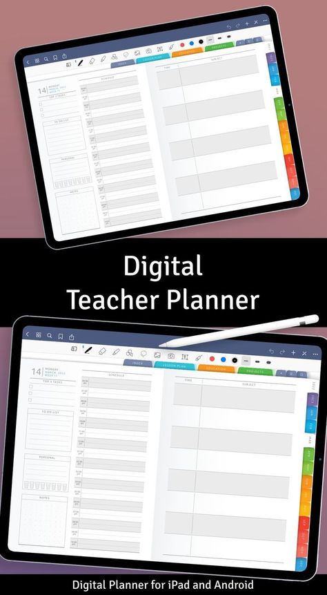 Digital Teacher Planner, iPad Planner, Goodnotes Digital Planner, Digital Daily Planner businessplannertemplate #commonplanner #mealplannerprintable. Teacher Planner Ideas, Digital Planner Ideas, Digital Teacher Planner, Free Wedding Planner Printables, Fitness Planner Free, Ipad Planner Goodnotes, Goodnotes Digital Planner, Interactive Calendar, Digital Daily Planner