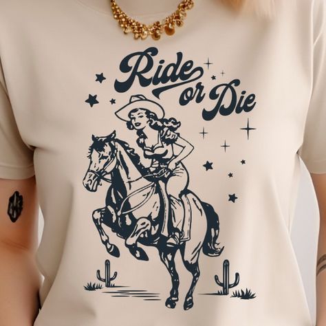 Saddle up and show off your wild side with this vintage Ride or Die T Shirt! Perfect for any rodeo fan, this unisex oversized tee is sure to turn heads. 🤠🐎 Don't miss out on this western-inspired wardrobe staple! #RideOrDie #VintageTee #WesternFashion #UnisexStyle #OversizedShirt #eBaySeller #eBayStore #eBay #TShirt #Western #designson9 #designson9th https://ebay.us/hzqX91 Western Wardrobe, Boho Woman, T Shirt Picture, Western Rodeo, Weird Shirts, Ride Or Die, Spring Shirts, Vintage Western, Boho Women