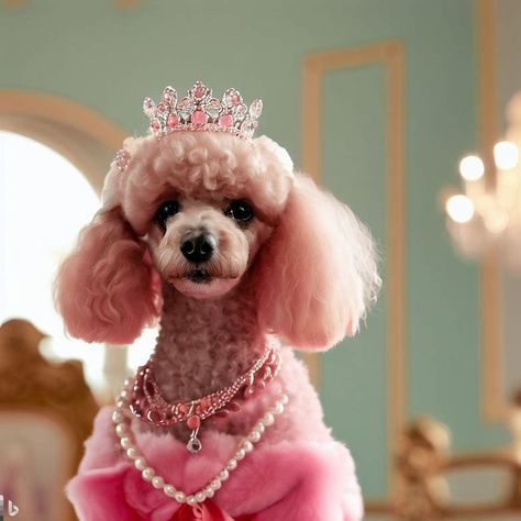 A pink poodle wearing a tiara and a pearl necklace in a mansion - Image Creator from Microsoft Bing A Mansion, Pink Poodle, Create Image, Logo Inspiration, Bing Images, Mansion, Tiara, Microsoft, Pearl Necklace