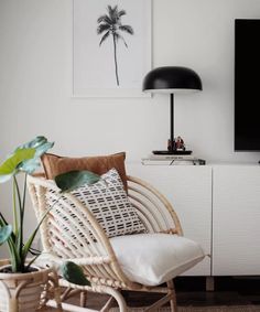 Ikea Buskbo, Rattan Chair Living Room, Monochromatic Living Room, Rattan Bedroom, Slow Sunday, Ikea Chair, Redecorate Bedroom, Rattan Chair, Interior Trend