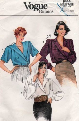 Women's Blouse Sewing Pattern Misses' Size 8-10-12 UNCUT Vintage Vogue 9444 Blouse Necklines, Patron Vintage, Sewing Blouses, Loose Fit Blouse, Tops And Blouses, Vogue Sewing Patterns, Vogue Pattern, Blouse Pattern Sewing, Vogue Patterns