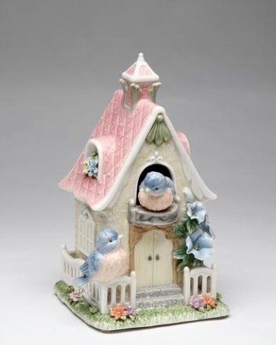 Cosmos 80084 Fine Porcelain House of Splendor Birdhouse Musical Figurine, 7-1/4-Inch Cosmos http://smile.amazon.com/dp/B001RQZXD0/ref=cm_sw_r_pi_dp_Rhl7ub0SYWNG8 Music Box Vintage, Musical Box, Decor Figurines, White Bird, Travel Decor, Fine Porcelain, Bluebird, Waltz, Birdhouse