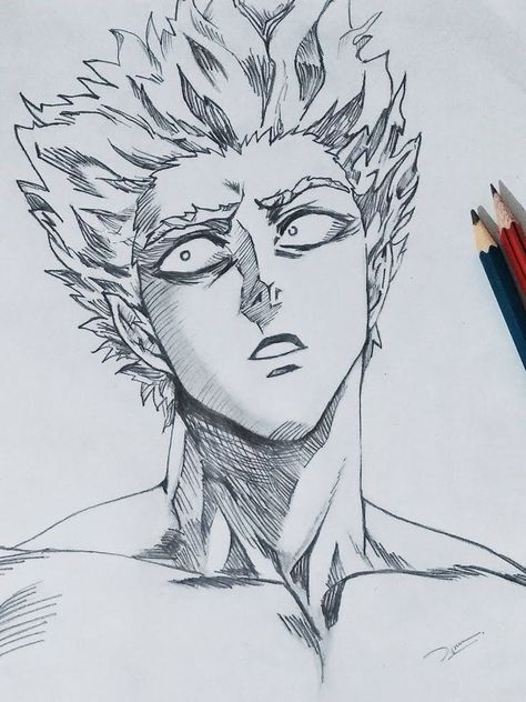 Garou Drawing Pencil, Garou Sketch, One Punch Man Sketch, Garou Drawing, Saitama Sketch, One Punch Man Drawing, Saitama Drawing, Saitama One Punch Man, Naruto Sketch Drawing